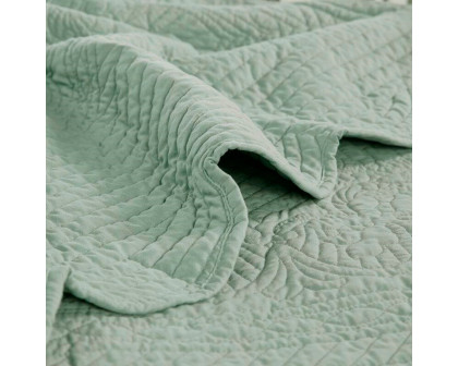 FaFurn Full/Queen Size 3-Piece Reversible Scalloped Edges Quilt Set - Seafoam, Microfiber