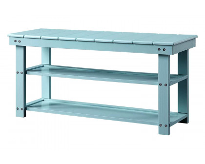 FaFurn Wooden 2-Shelf Shoe Rack Storage Bench - Aqua Blue