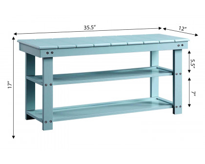 FaFurn Wooden 2-Shelf Shoe Rack Storage Bench - Aqua Blue