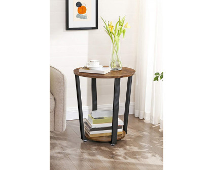 FaFurn - Farmhouse Rustic Round Side Table Nightstand End Table