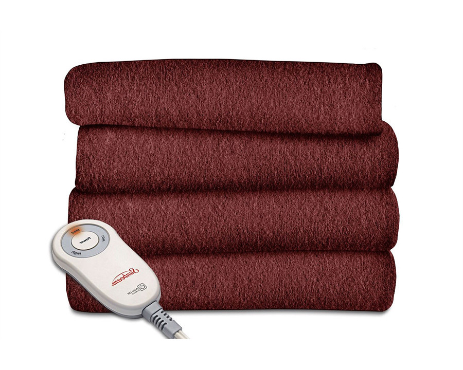 FaFurn - Garnet Red Soft Warm Fleece Electric Heated Throw Blanket