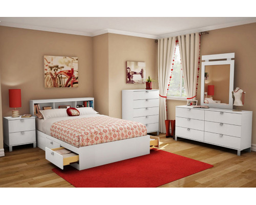 FaFurn - Full Size Modern Platform Bed with 4 Storage Drawers