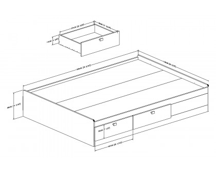 FaFurn - Full Size Modern Platform Bed with 4 Storage Drawers