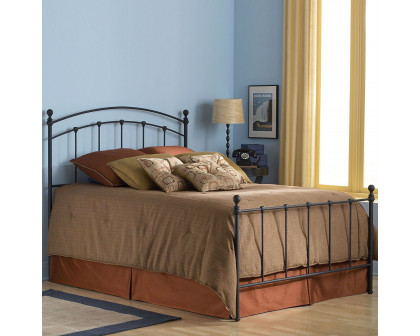 FaFurn - Full Size Bed Frame with Round Final Posts Headboard and Footboard in Metal