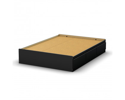 FaFurn - Modern Full Size Platform Bed Frame with 3 Storage Drawers in Black