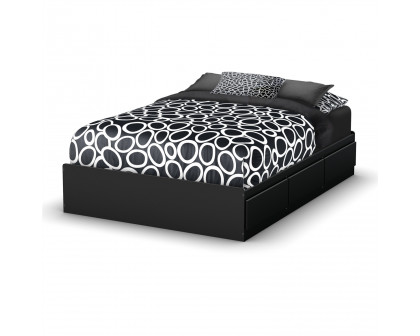 FaFurn - Modern Full Size Platform Bed Frame with 3 Storage Drawers in Black