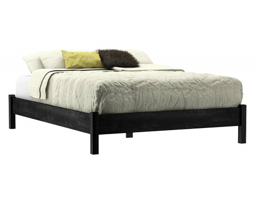 FaFurn - Full Size Contemporary Platform Bed in Gray Black Wood Finish