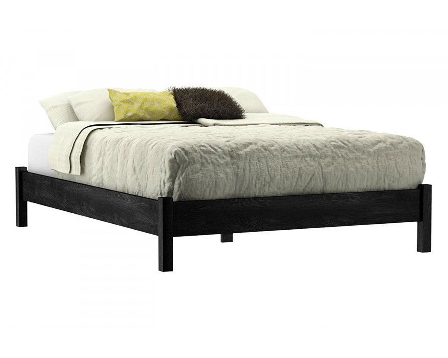 FaFurn - Full Size Contemporary Platform Bed in Gray Black Wood Finish