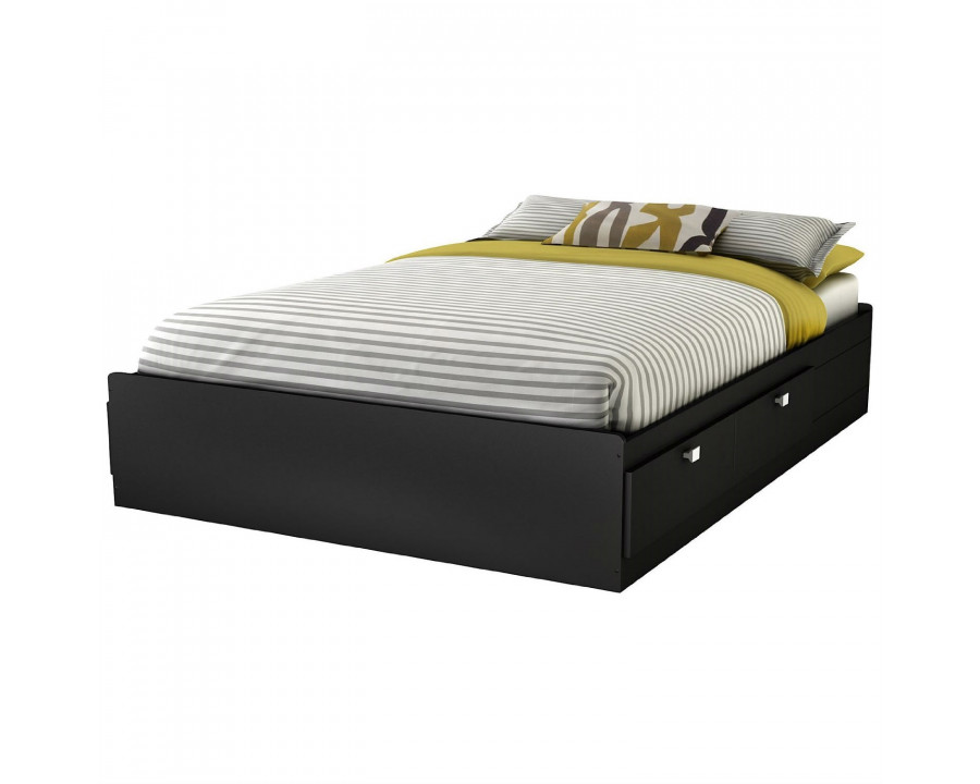 FaFurn - Modern Full Size Platform Bed Frame with 4 Storage Drawers in Black