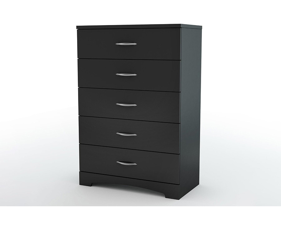 FaFurn Modern 5-Drawer Bedroom Chest in Wood Finish - Black