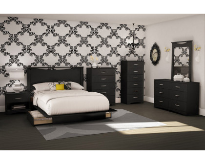 FaFurn Modern 5-Drawer Bedroom Chest in Wood Finish - Black