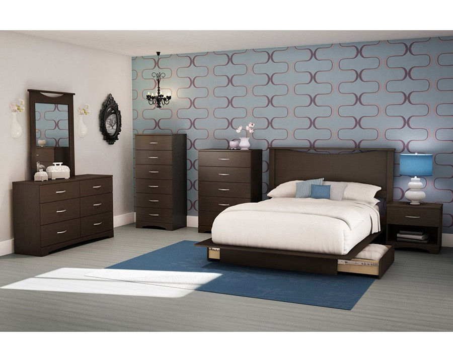 FaFurn Modern 5-Drawer Bedroom Chest in Wood Finish - Chocolate