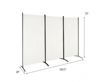 FaFurn 3-Panel Room Divider Screen with Steel Base and Heavy Duty Hinges - White