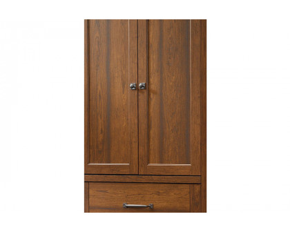 FaFurn - Bedroom Wardrobe Cabinet Storage Armoire in Medium Brown Wood Finish