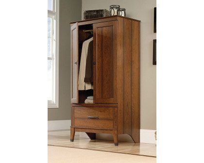 FaFurn - Bedroom Wardrobe Cabinet Storage Armoire in Medium Brown Wood Finish