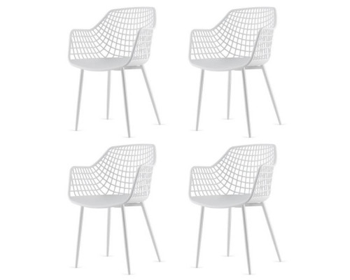 FaFurn Set of 4 Modern Dining Chairs with Ergonomic Backrest - White