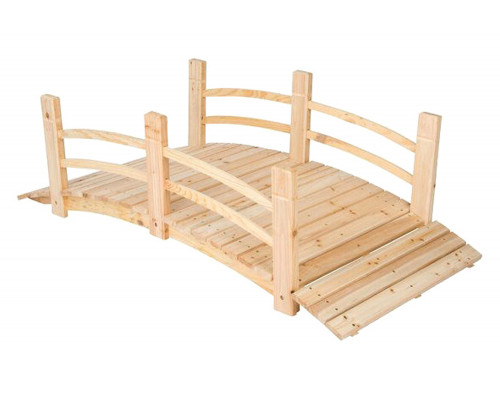 FaFurn - 5-Ft Cedar Wood Garden Bridge with Railings in Natural Finish