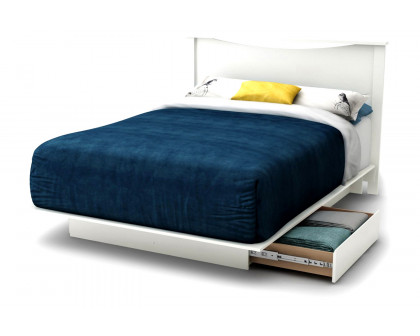 FaFurn - Full Size White Modern Platform Bed Frame with 2 Storage Drawers