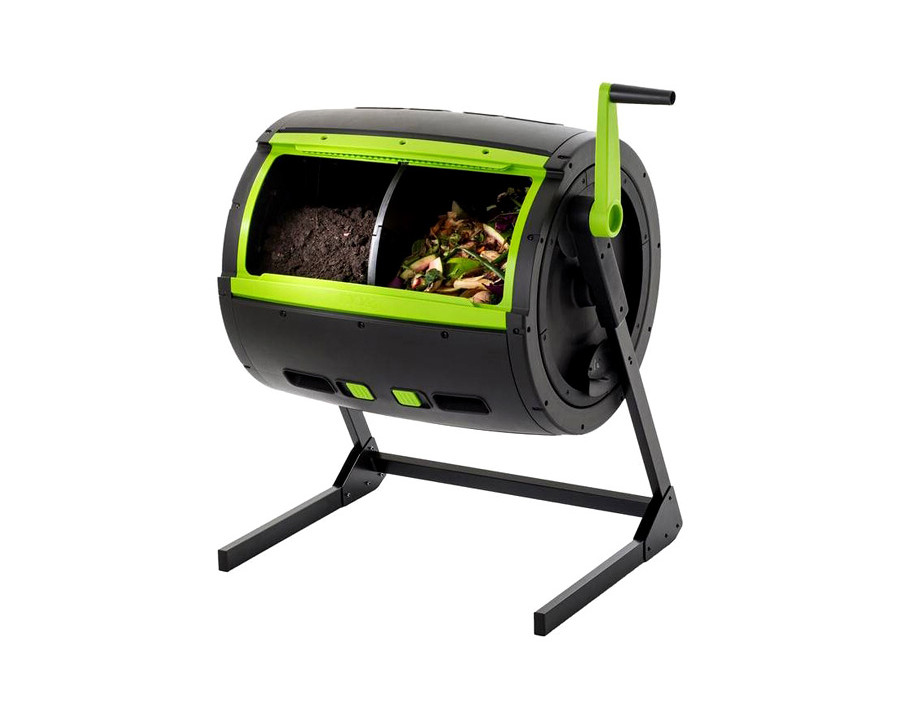 FaFurn - Rotating 65-Gallon Compost Bin Tumbler with 2 Compartments