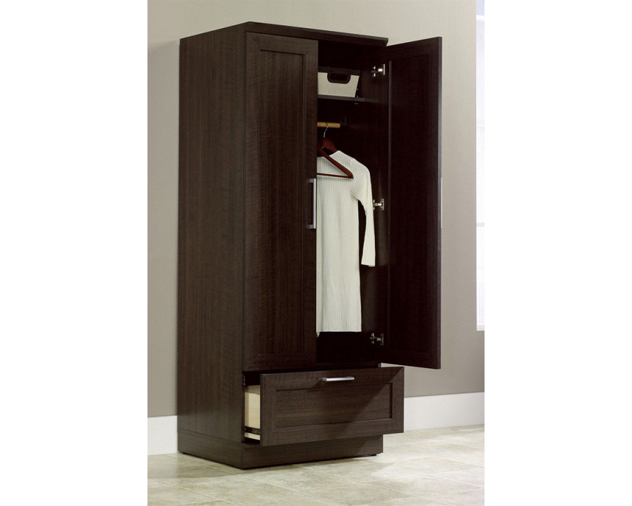 FaFurn - Bedroom Wardrobe Armoire Cabinet in Dark Brown Oak Wood Finish