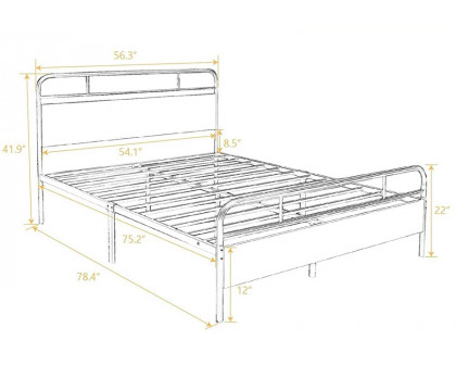 FaFurn Industrial Metal Wood Platform Bed Frame with Headboard and Footboard - Full Size