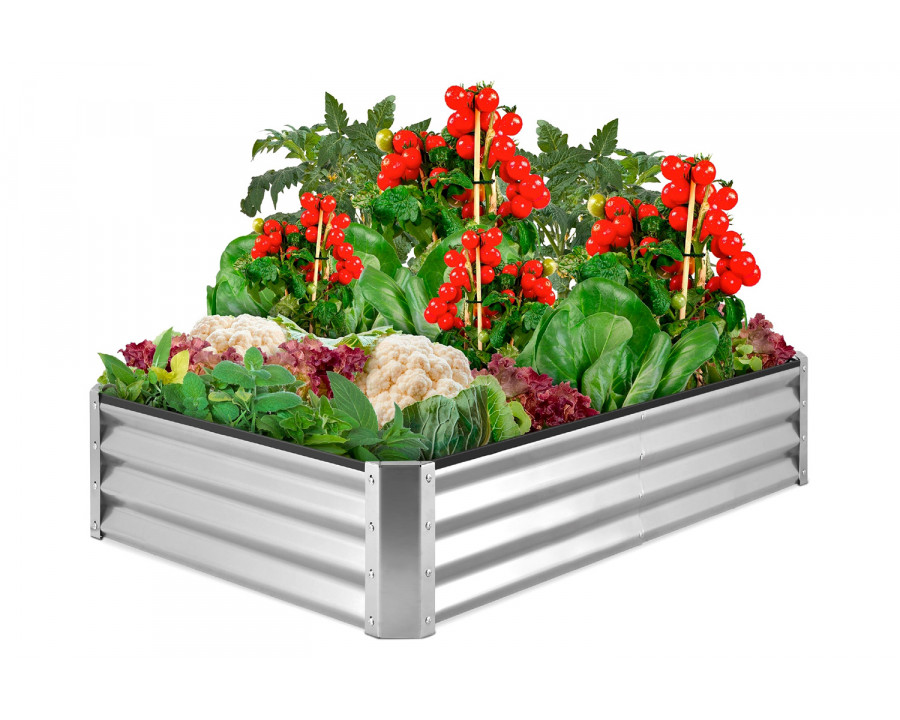 FaFurn - Silver 6 Ft X 3 Ft Steel Rust Resistant Open Bottom Raised Garden Planter Bed