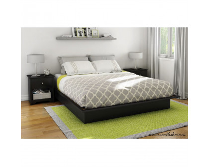 FaFurn - King Size Platform Bed Frame in Black, Wood