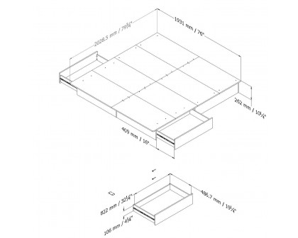 FaFurn - King Size Platform Bed Frame with 2 Storage Drawers in Chocolate