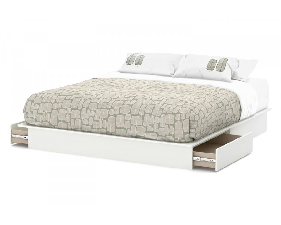 FaFurn - King Size Modern Platform Bed with Storage Drawers in White Finish