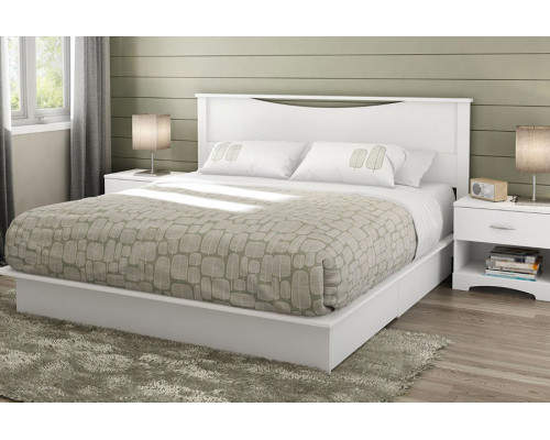 FaFurn - King Size Modern Platform Bed with Storage Drawers in White Finish