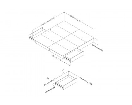 FaFurn - King Size Modern Platform Bed with Storage Drawers in White Finish