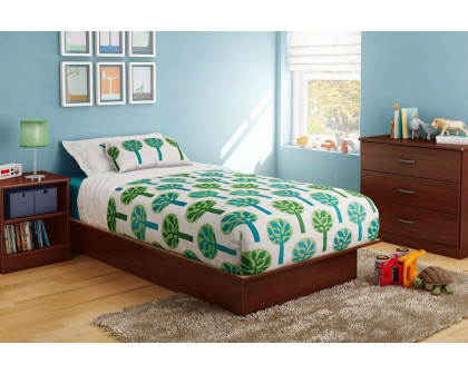 FaFurn Twin Size Platform Bed Frame in Wood Finish - Royal Cherry