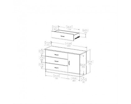 FaFurn - Modern 3-Drawer Chest in Black