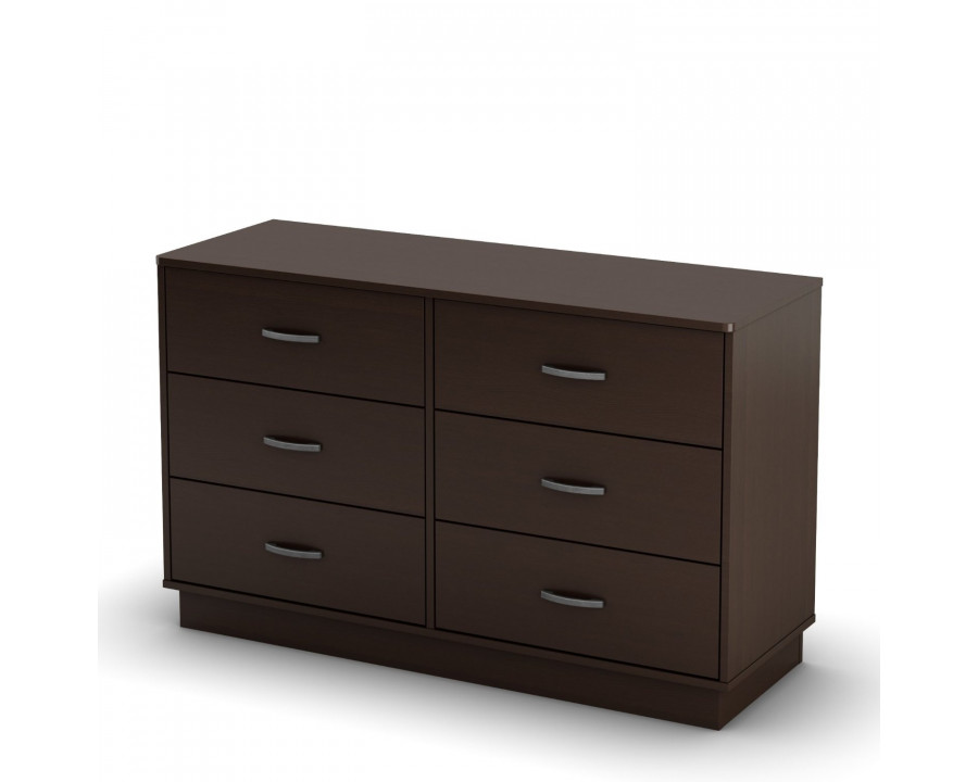 FaFurn - Modern Double Dresser with 6 Drawers in Chocolate, Wood