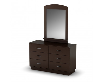 FaFurn - Modern Double Dresser with 6 Drawers in Chocolate, Wood