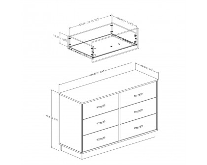 FaFurn - Modern Double Dresser with 6 Drawers in Chocolate, Wood