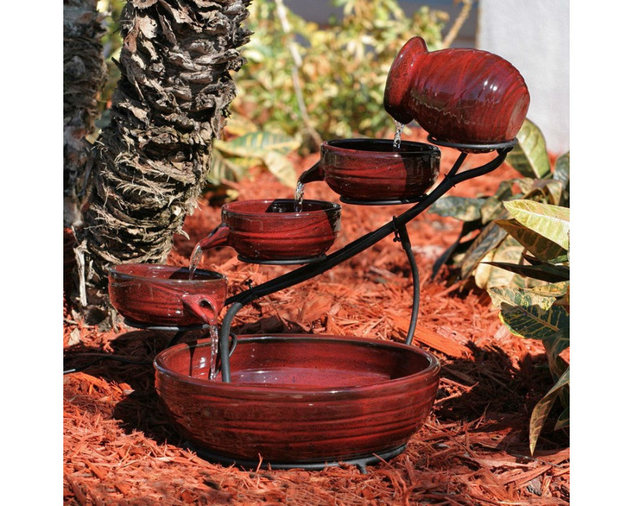 FaFurn - 5-Tier Fountain with Solar Pump in Ceramic