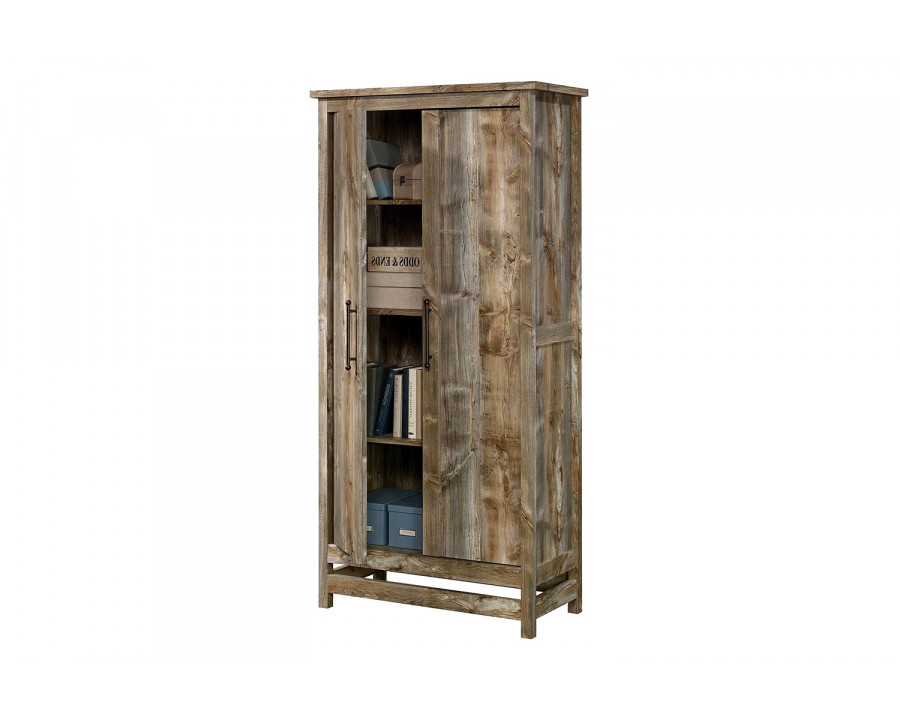 FaFurn - Farmhouse Storage Cabinet Wardrobe Armoire in Rustic Wood Finish