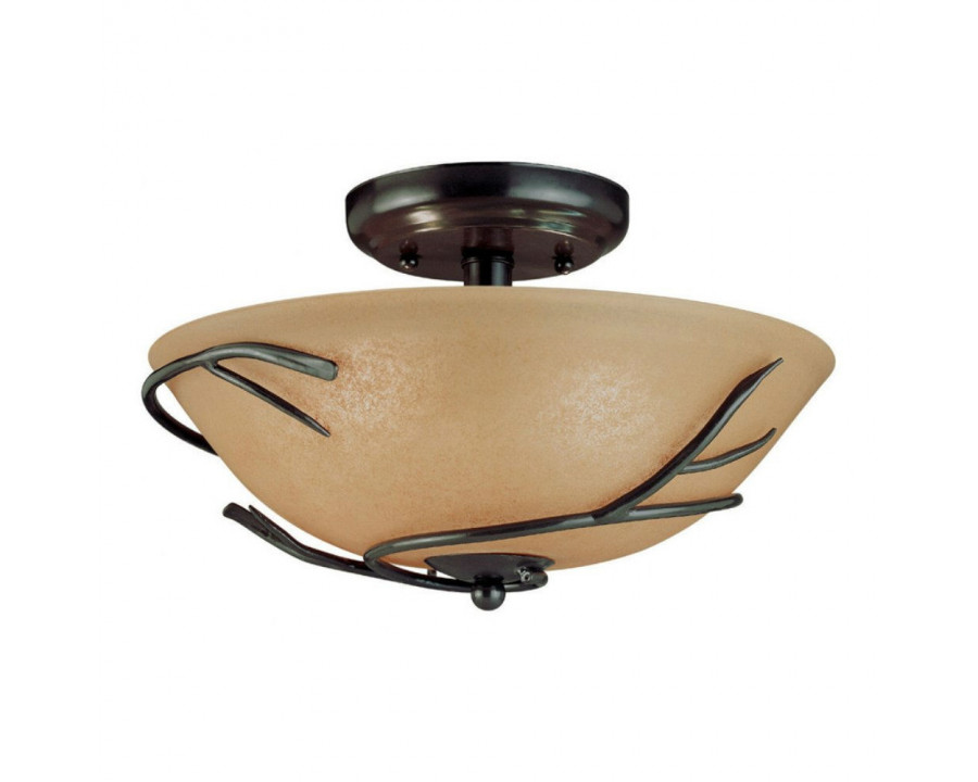 FaFurn - Ceiling Light with Twig Accent in Bronze, Metal/Crystal