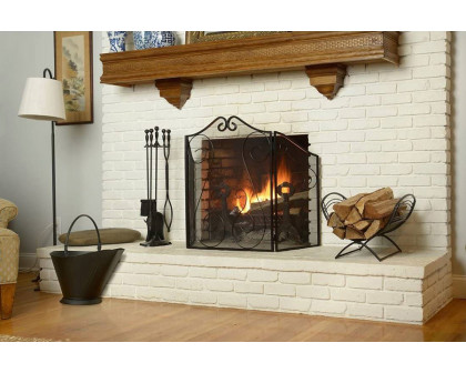 FaFurn Black Metal Indoor Outdoor Farmhouse Firewood Holder Log Rack