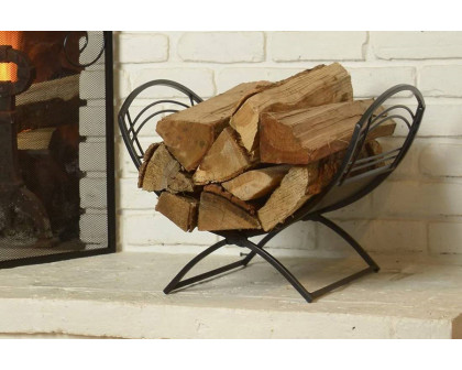 FaFurn Black Metal Indoor Outdoor Farmhouse Firewood Holder Log Rack