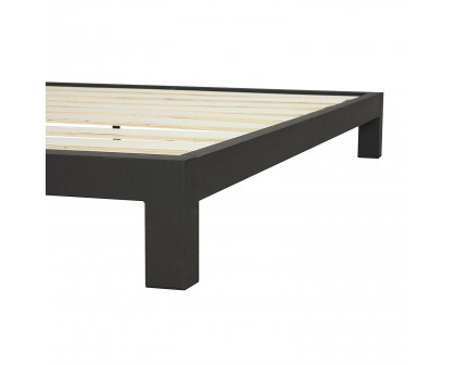 FaFurn Twin Size Platform Bed Frame with Wide Wood Slats - Black, Metal