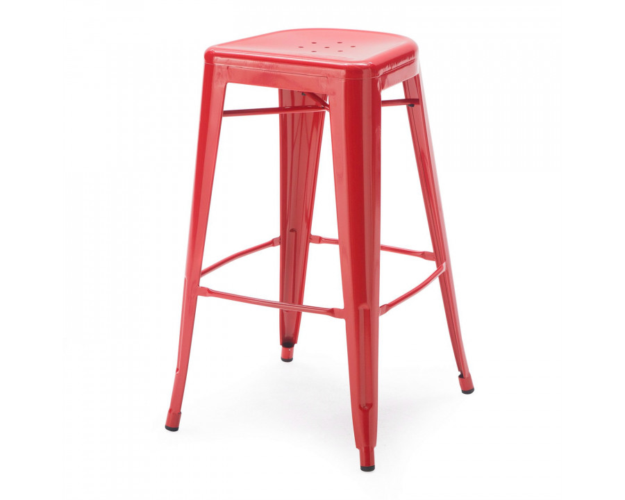 FaFurn - Set of 2 Modern Barstool in Red Powder Coat