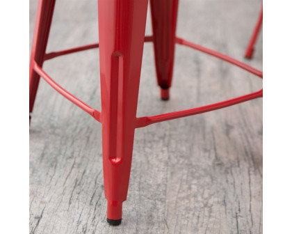 FaFurn - Set of 2 Modern Barstool in Red Powder Coat