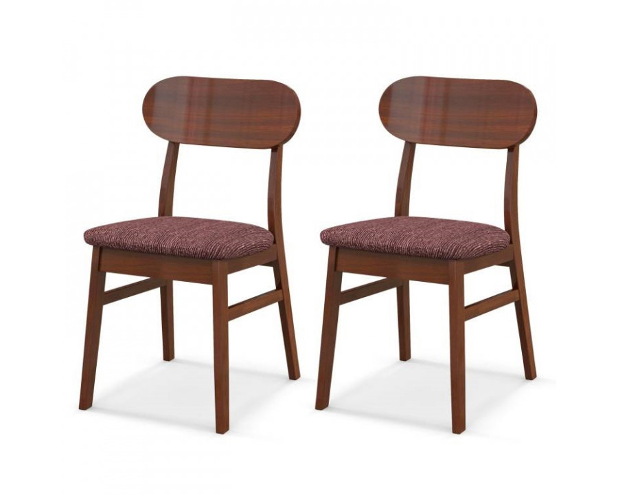 FaFurn - Set of 2 Modern Dining Chairs with Padded Linen Seat in Brown