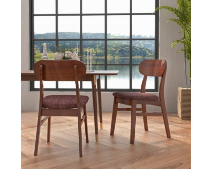 FaFurn - Set of 2 Modern Dining Chairs with Padded Linen Seat in Brown