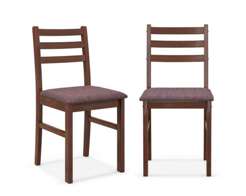 FaFurn - Set of 2 Modern Dining Chairs with Linen Upholstered Seat in Brown