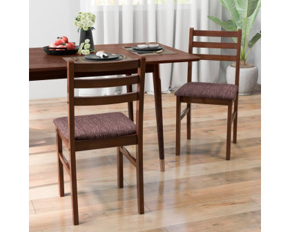 FaFurn - Set of 2 Modern Dining Chairs with Linen Upholstered Seat in Brown