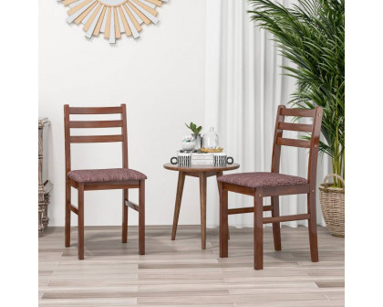 FaFurn - Set of 2 Modern Dining Chairs with Linen Upholstered Seat in Brown