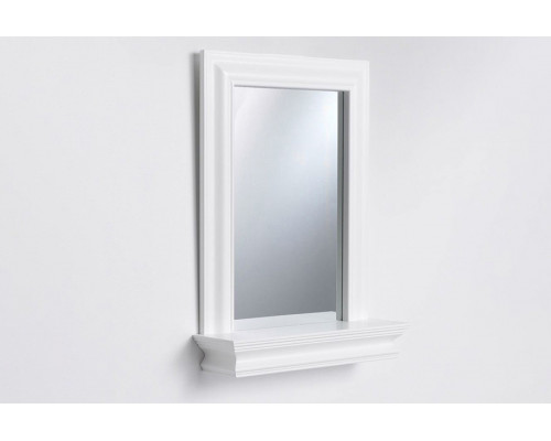 FaFurn - Framed Bathroom Mirror Rectangular Shape with Bottom Shelf in White Wood Finish